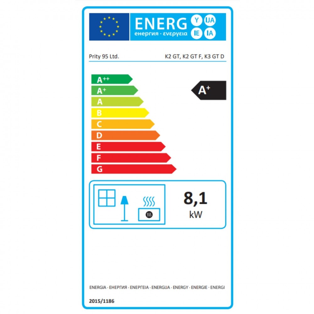Malkinė krosnelė Prity K3 GT D Raudona, 8.1 kW | Malkinė viryklės |  |