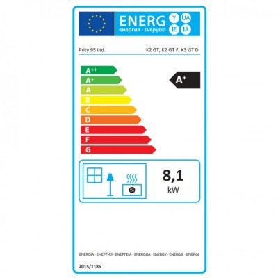 Malkinė krosnelė Prity K3 GT D Raudona, 8.1 kW - Malkinė viryklės