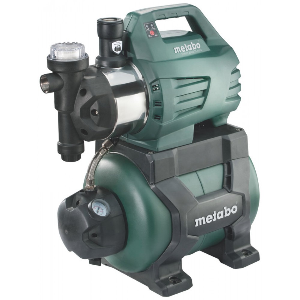 Vienfazis hidroforo siurblys METABO HWWI 3500/25 INOX, galia 1100 W, srautas 3500 l/h, bako talpa 24 L, darbinis aukštis 45 m