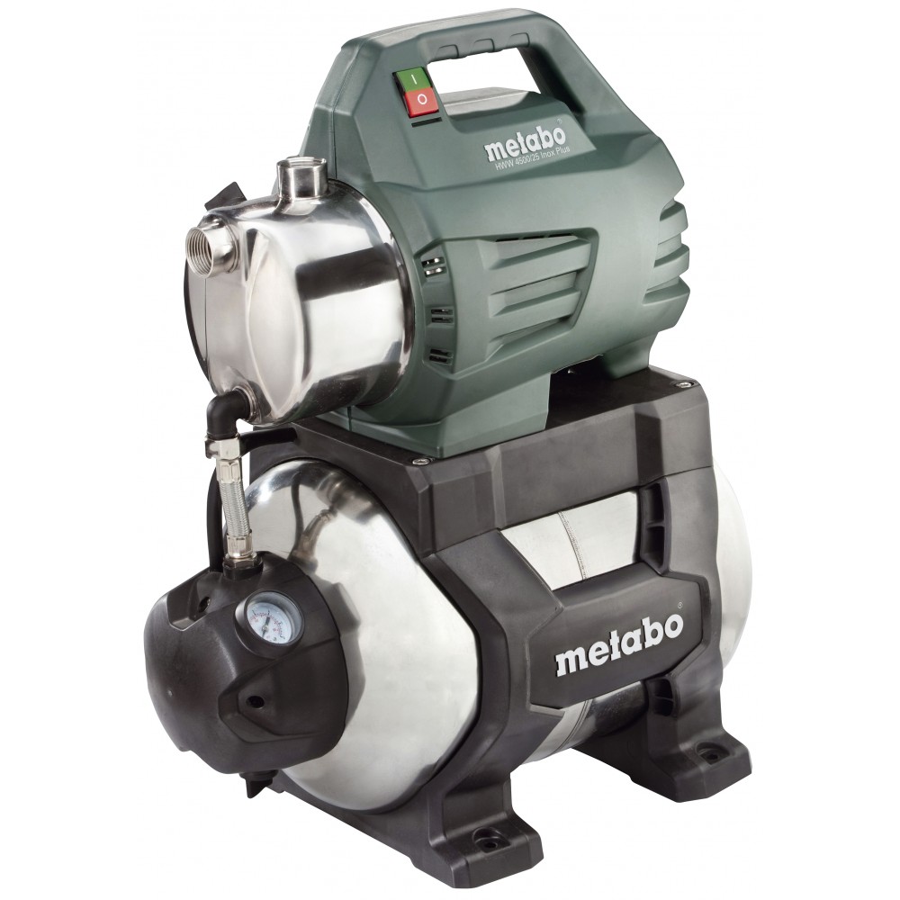 Vienfazis hidroforo siurblys METABO HWW 4500/25 INOX PLUS, galia 1300 W, srautas 4500 l/h, darbinis aukštis 48 m, bako talpa 24 L | Vandens siurbliai | Centrinis šildymas |