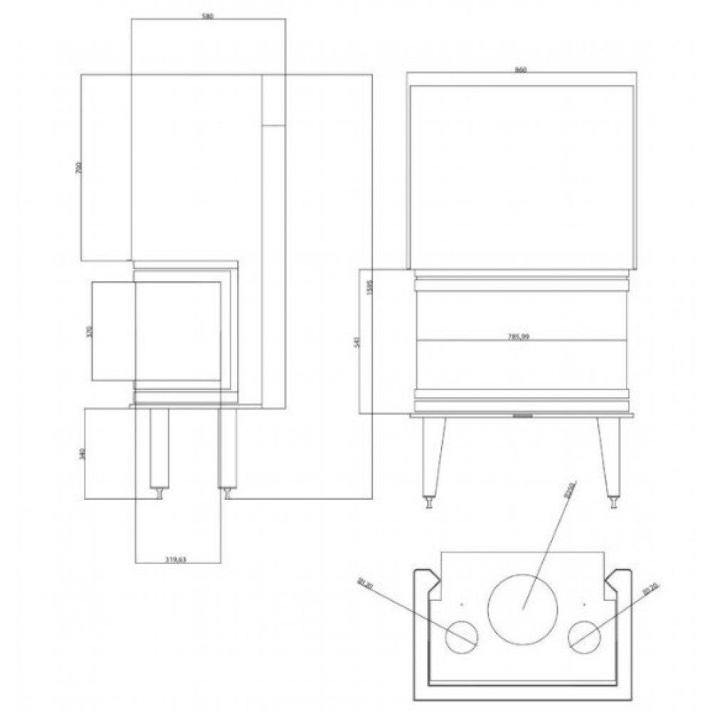 Židinio kapsulė Balkan Energy ATS AIR PANORAMA 800, 16.04kW | Malkiniai zidiniai | Židiniai |