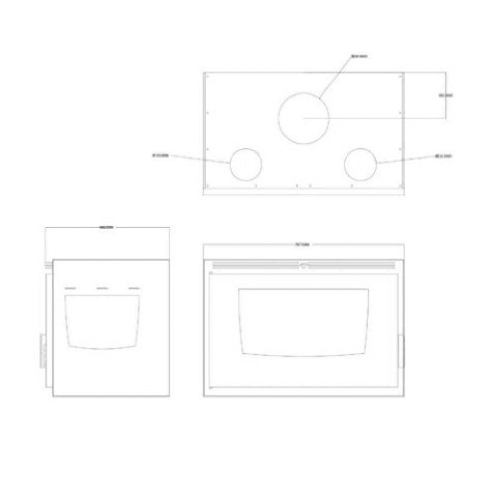 Židinio kapsulė Balkan Energy ATS INSERT CORNER AIR 800, su ventiliatoriumi ir oro kanalais, kairė, 13.73kW | Malkiniai zidiniai | Židiniai |