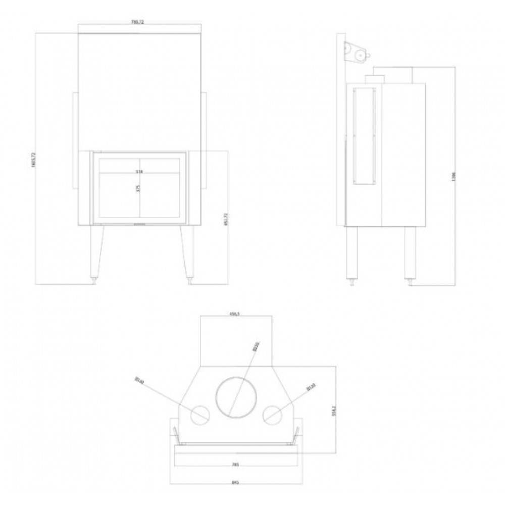 Židinio kapsulė Balkan Energy ATS STRAIGHT AIR 700, su oro kanalais, 14.89kW | Malkiniai zidiniai | Židiniai |
