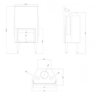 Židinio kapsulė Balkan Energy ATS STRAIGHT AIR 700, su oro kanalais, 14.89kW - Židiniai