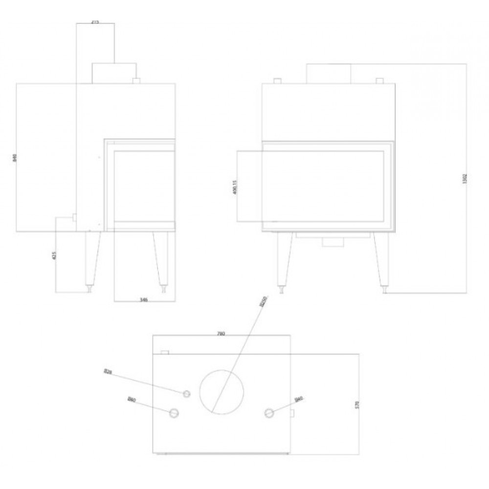 Židinys su vandens kontūru Balkan Energy ATS STABLE HYDRO CORNER 700, dešinėje, 19.56kW | Židiniai su vandens kontūru | Židiniai |