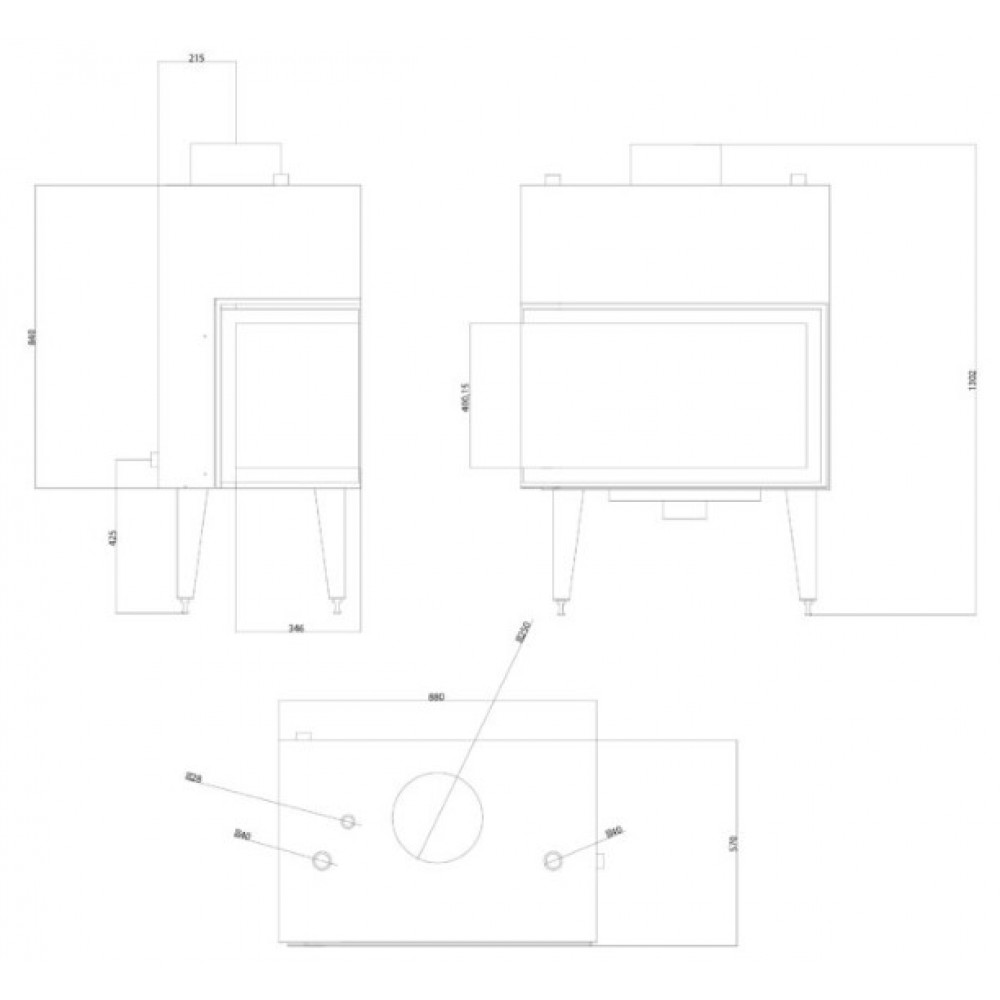 Židinys su vandens kontūru Balkan Energy ATS STABLE HYDRO CORNER 800, dešinėje, 24.58kW | Židiniai su vandens kontūru | Židiniai |