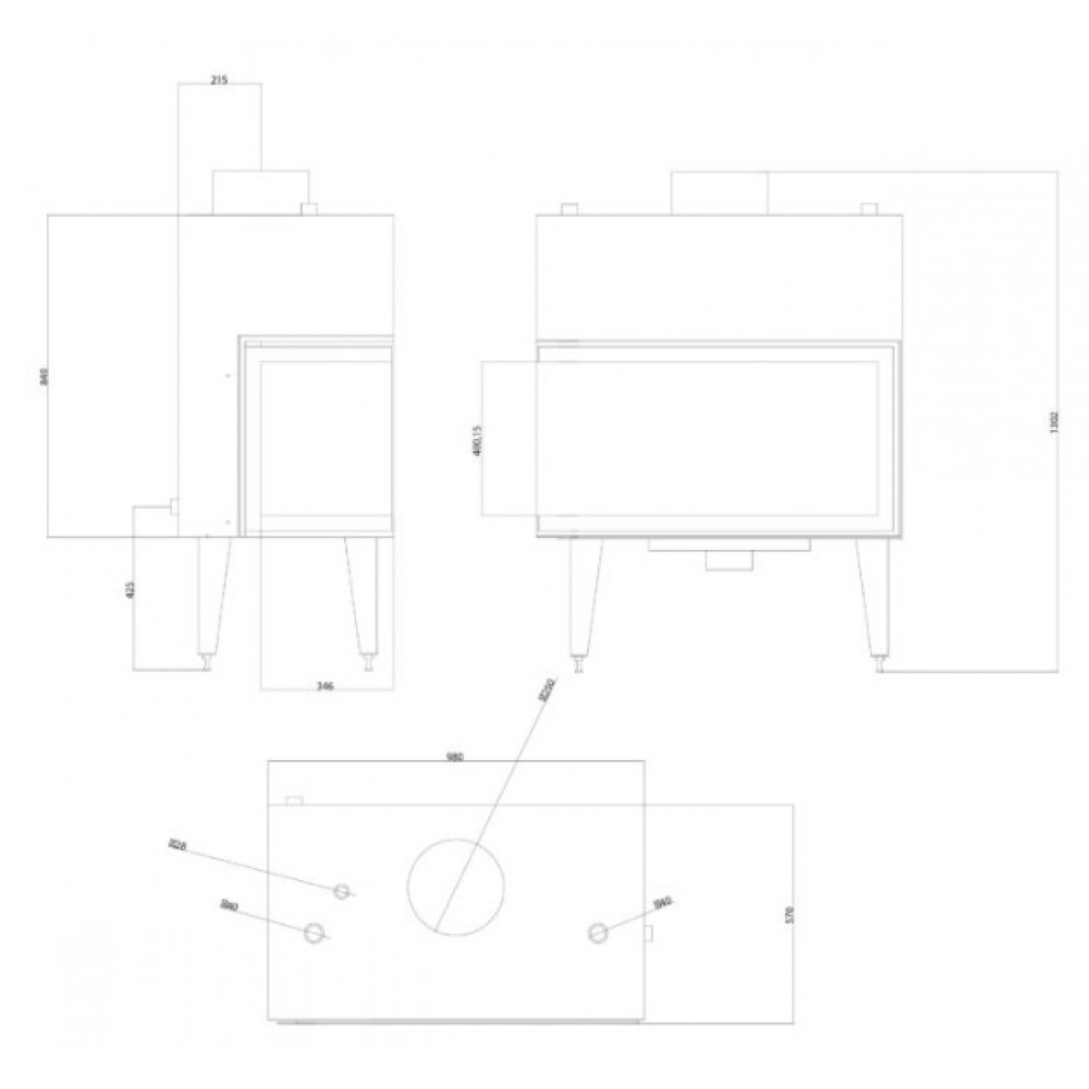 Židinys su vandens kontūru Balkan Energy ATS STABLE HYDRO CORNER 900, dešinėje, 27.23kW | Židiniai su vandens kontūru | Židiniai |