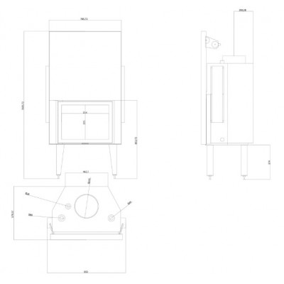Židinys su vandens kontūru Balkan Energy ATS STRAIGHT HYDRO 700, 24.56kW - Židiniai su vandens kontūru