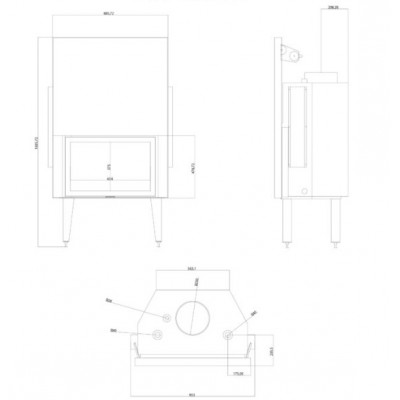 Židinys su vandens kontūru Balkan Energy ATS STRAIGHT HYDRO 800, 29.58kW - Židiniai su vandens kontūru