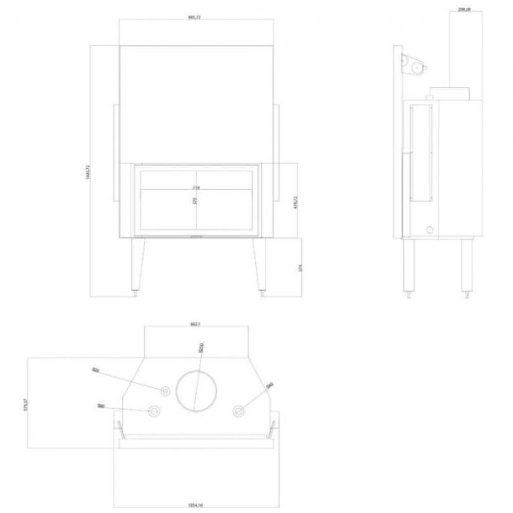Židinys su vandens kontūru Balkan Energy ATS STRAIGHT HYDRO 900, 32.2kW | Židiniai su vandens kontūru | Židiniai |