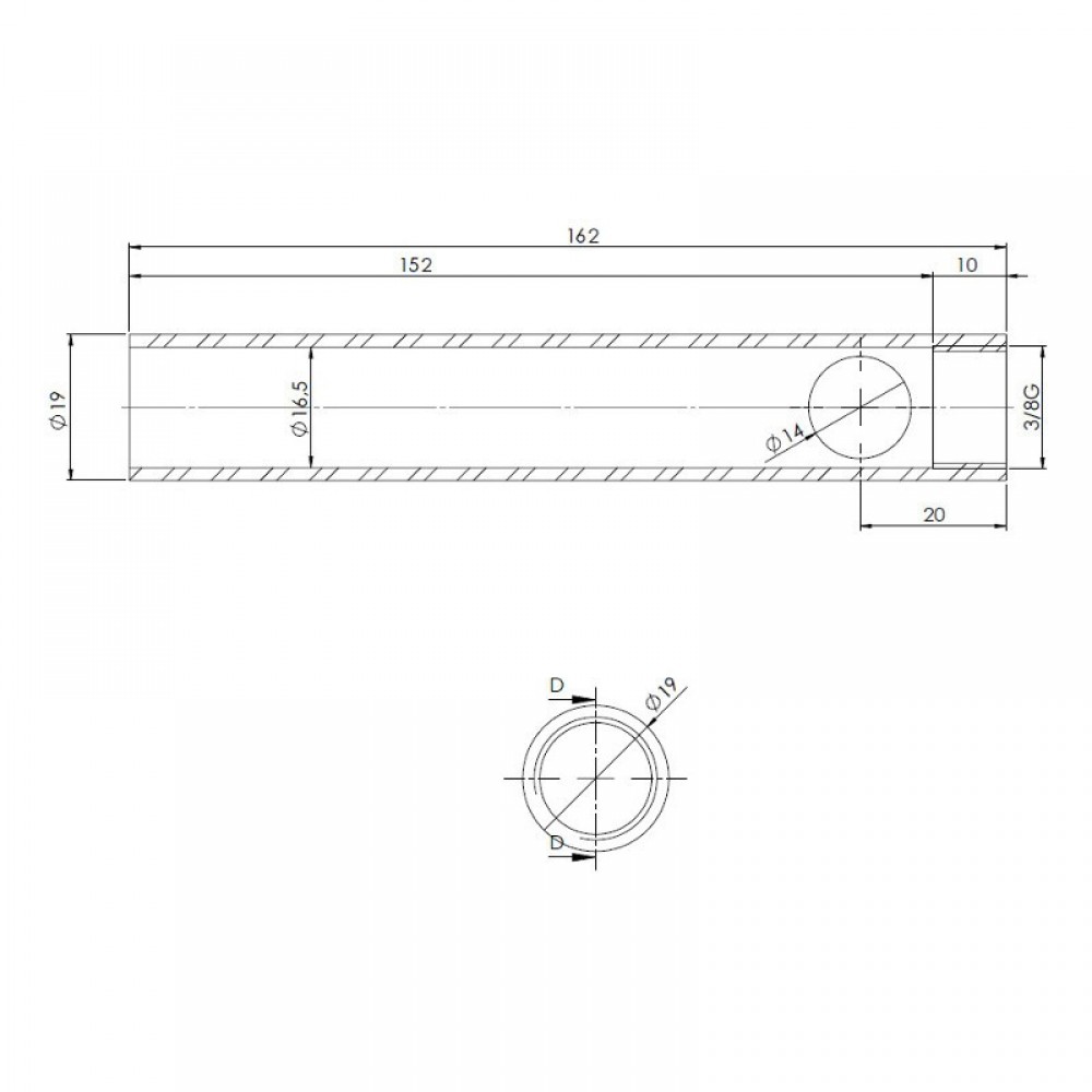 Vamzdelis granulinės krosnelės uždegikliui, skersmuo 19 mm, ilgis 162 mm, sriegis 3/8" | Uždegikliai / rezistoriai granulinėms krosnims | Granulių krosnelių dalys |