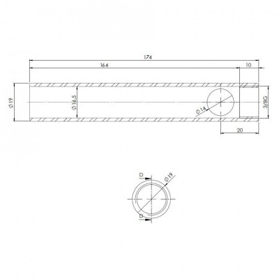 Vamzdelis granulinės krosnelės uždegikliui, skersmuo 19 mm, ilgis 174 mm, sriegis 3/8" - Uždegikliai / rezistoriai granulinėms krosnims