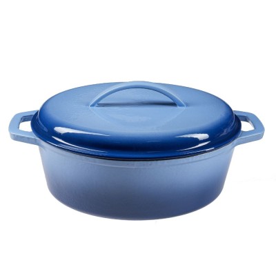 Emaliuotas ketaus puodas, Mėlyna, ovali, 33x27см - Ketaus puodas