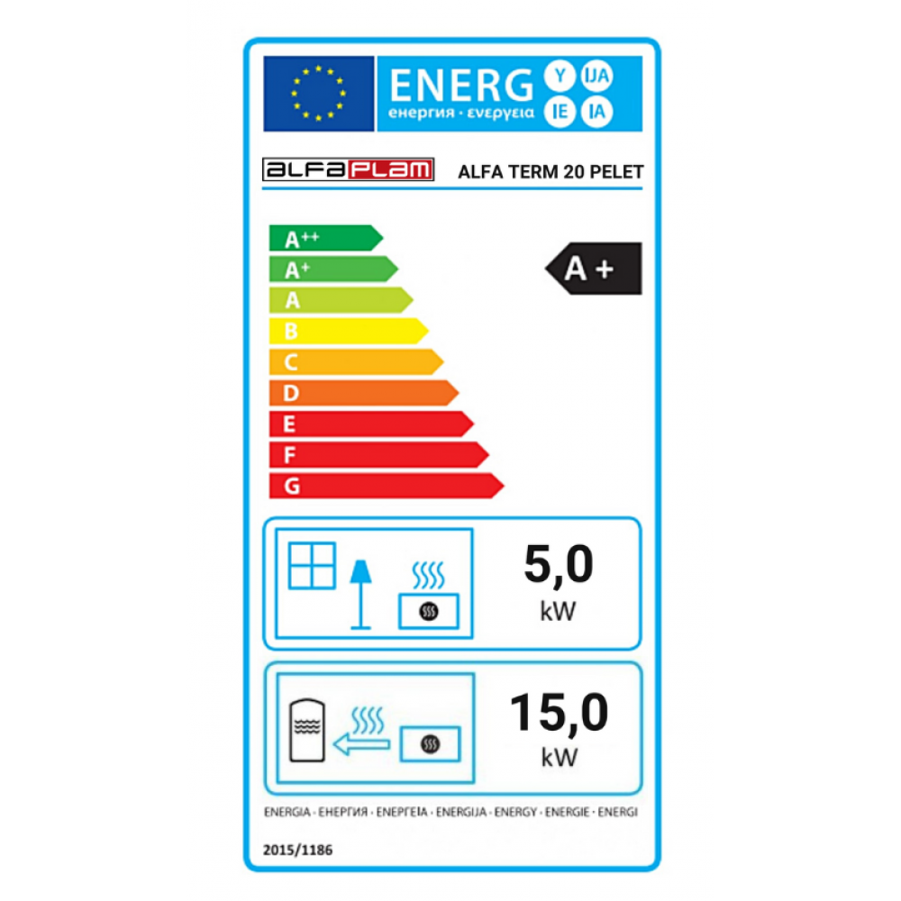 Granulių viryklė su vandens konturu Alfa Plam Alfa Term 20 Pellet Balta, 20kW | Granulių viryklės | Granulės |