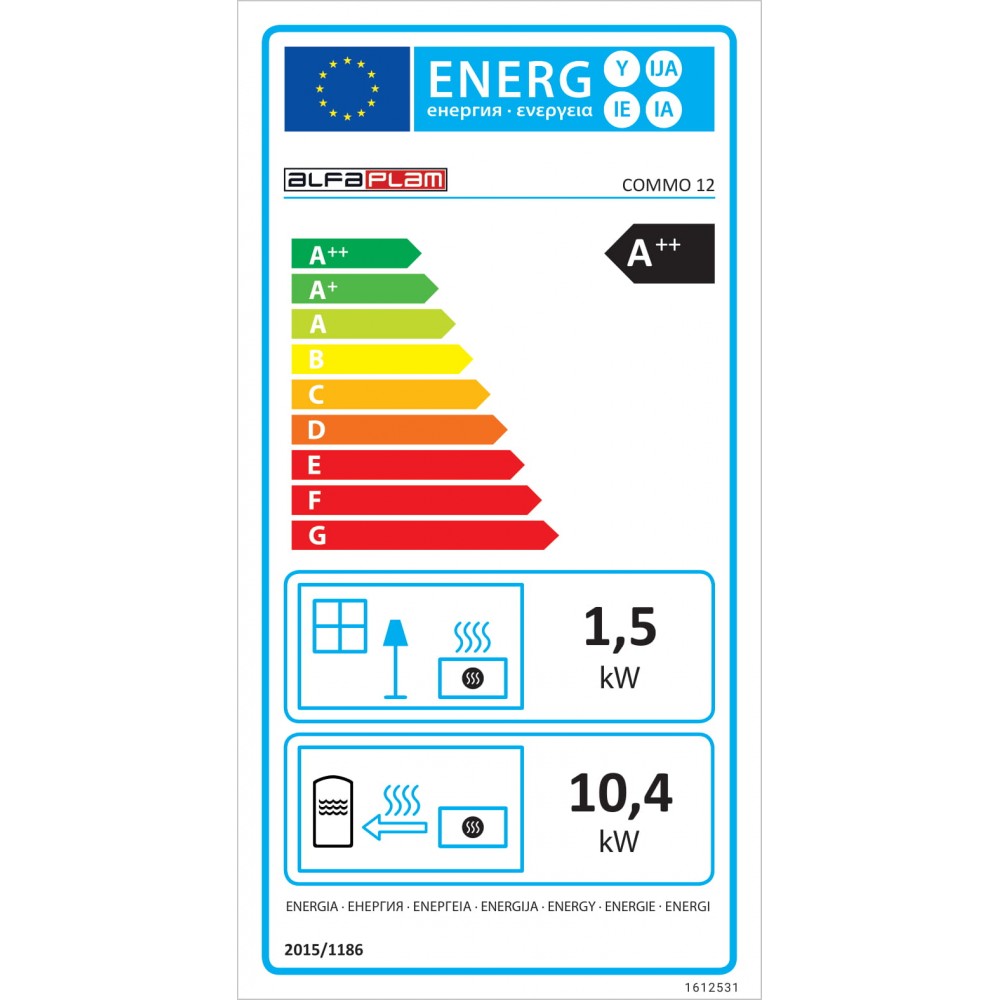 Granulinė krosnelė su vandens kontūru Alfa Plam Commo 12 Ebanitas, 12kW | Granulines krosneles su vandens konturu | Granulinės krosnys |