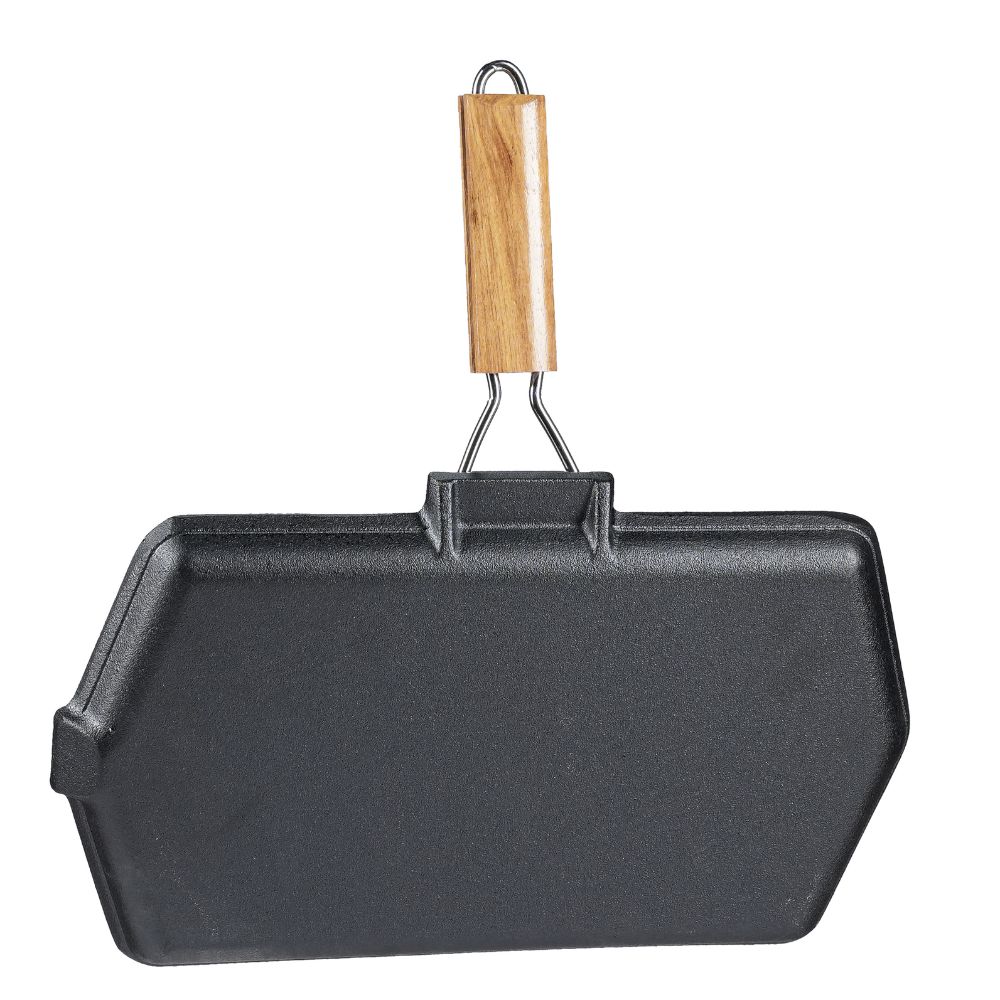 Ketaus grilio keptuvė su sulankstomu mediniu rankenu, 35x21 cm |  |  |