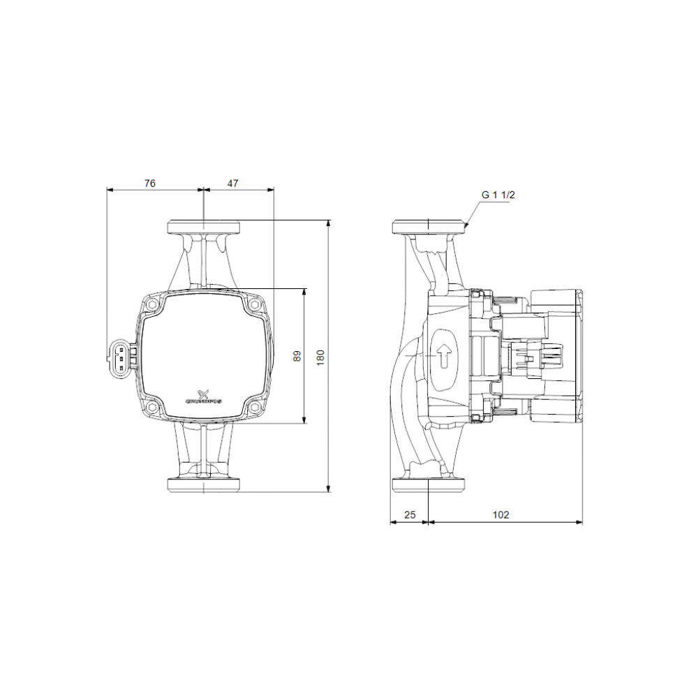 Cirkuliacinis siurblys Grundfos ALPHA1 25-60 180, slėgis 6 m, srautas 2.28 m³/h, galia 45 W | Cirkuliaciniai siurbliai | Vandens siurbliai |