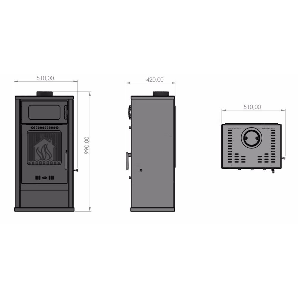 Malkinė krosnelė su orkaite Balkan Energy Troy, 7.8 kW | Konvekcines malkines krosneles | Malkinė krosnelės |