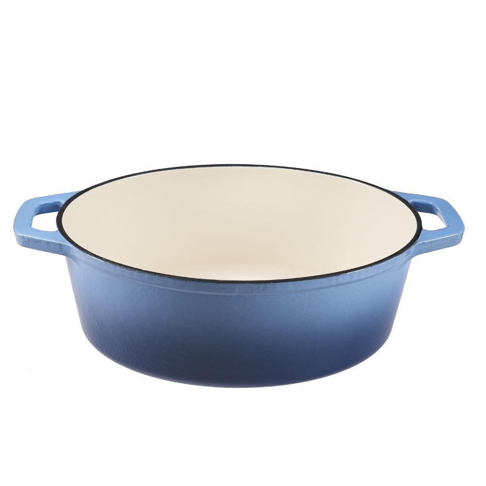 Emaliuotas ketaus puodas, Mėlyna, ovali, 33x27см |  |  |