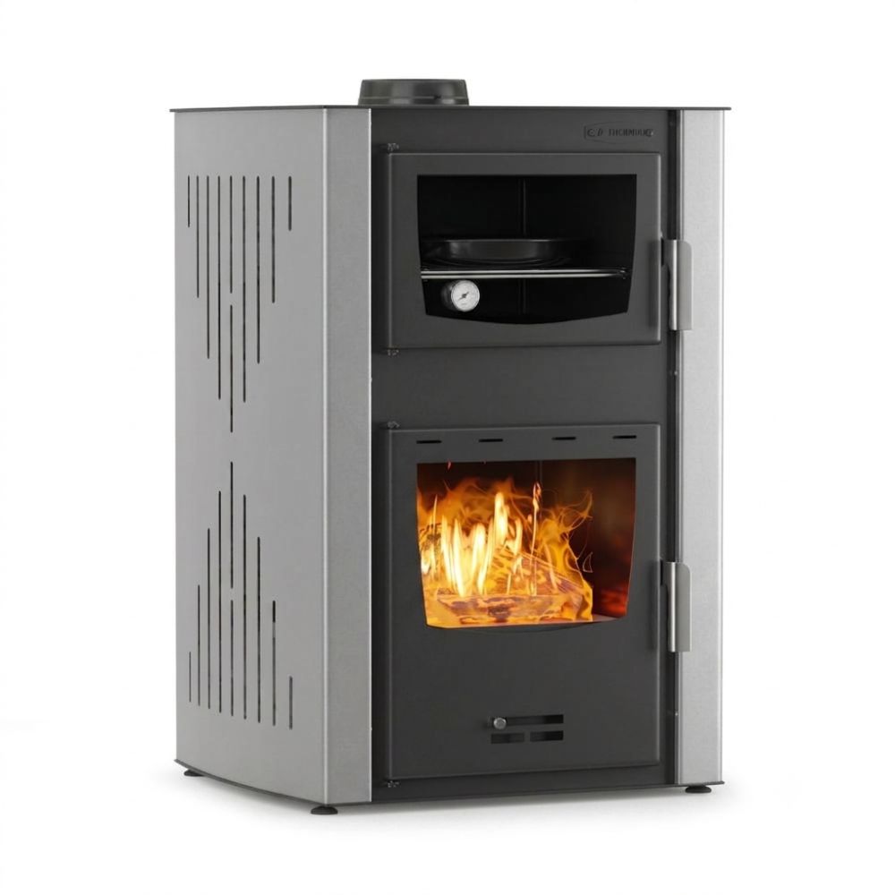 Malkinė krosnelė su vandens kontūru ir su orkaite Velmora Fire ATS HYDRO ΜΑSΙΝΑ 90-25 pilka, 25kW | Krosneles su vandens konturu | Krosnelės |
