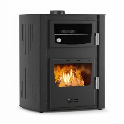 Malkinė krosnelė su vandens kontūru ir su orkaite Velmora Fire ATS HYDRO ΜΑSΙΝΑ 90-30 juoda, 35kW - Krosnelės
