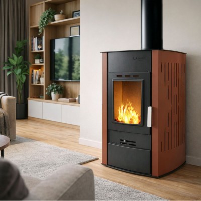 Malkinė krosnelė su vandens kontūru Velmora Fire ATS HYDRO terakota, 25kW - Krosnelės