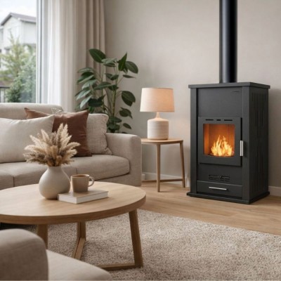 Malkinė krosnelė su vandens kontūru Velmora Fire ATS HYDRO juoda, 33kW - Krosnelės