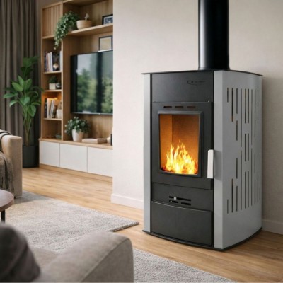 Malkinė krosnelė su vandens kontūru Velmora Fire ATS HYDRO pilka, 25kW - Krosnelės