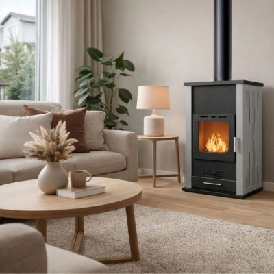 Malkinė krosnelė su vandens kontūru Velmora Fire ATS HYDRO pilka, 33kW - Krosnelės