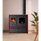 Мalkinė krosnelė viryklė Prometey Perfect Eco Lux su dešiniuoju dūmtraukiu, bordo, 7.5kW |  |  |