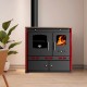 Мalkinė krosnelė viryklė Prometey Perfect Eco Lux su kairiuoju dūmtraukiu, bordo, 7.5kW |  |  |