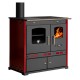 Мalkinė krosnelė viryklė Prometey Perfect Eco Lux su kairiuoju dūmtraukiu, bordo, 7.5kW |  |  |