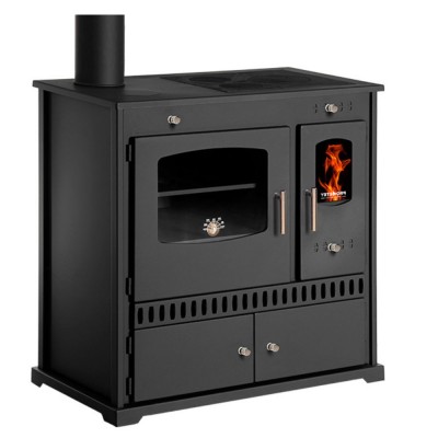 Мalkinė krosnelė viryklė Prometey Perfect Eco su kairiuoju dūmtraukiu, 7kW - Malkinė viryklės
