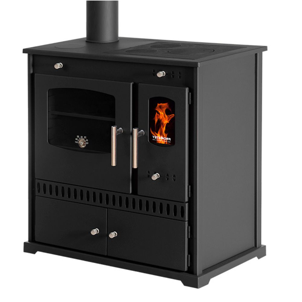 Мalkinė krosnelė viryklė Prometey Perfect Eco su kairiuoju dūmtraukiu, 7kW |  |  |