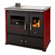 Мalkinė krosnelė viryklė Prometey Perfect Practik Lux su keramine kaitlente, kairysis dūmtraukis, bordo, 9.5kW |  |  |