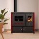 Мalkinė krosnelė viryklė Prometey Perfect Practik Lux su keramine kaitlente, kairysis dūmtraukis, bordo, 9.5kW |  |  |
