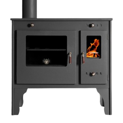 Мalkinė krosnelė viryklė Prometey Retro Eco su kairiuoju dūmtraukiu, 7kW - Malkinė viryklės