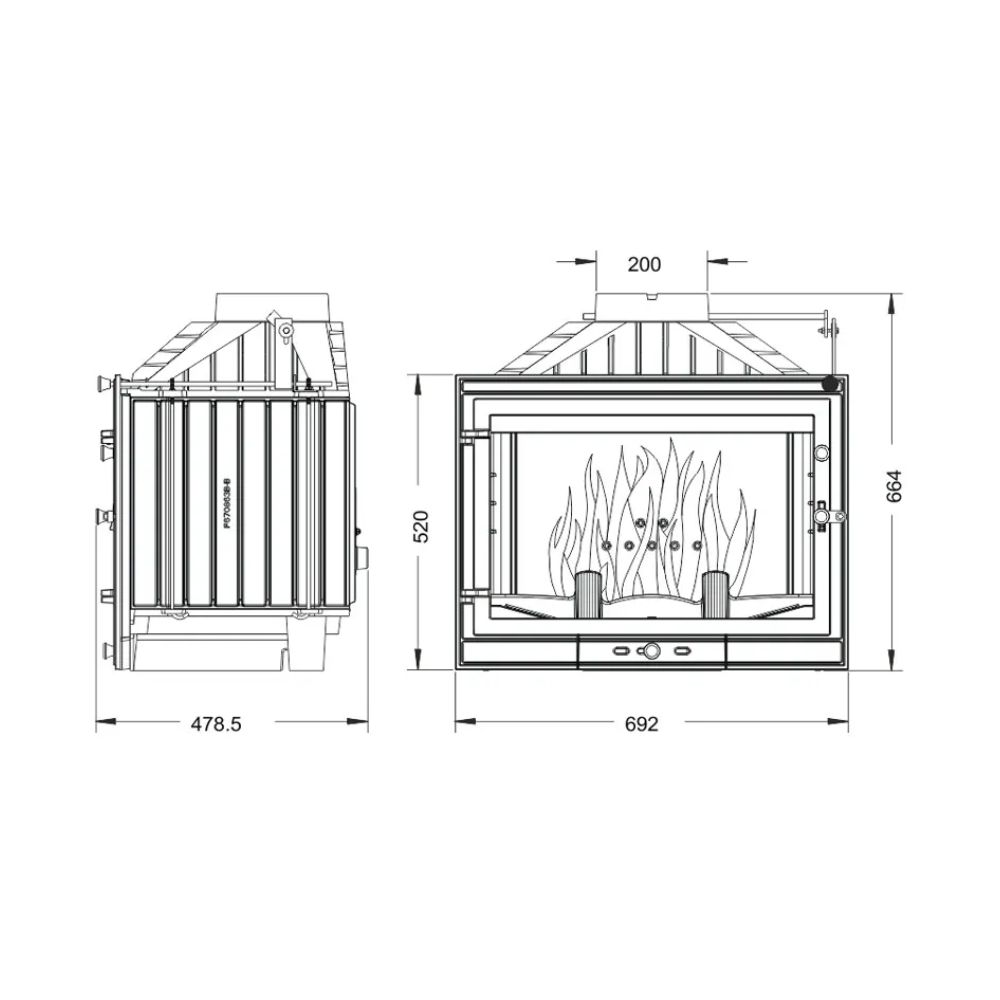Židinio kapsulė UNIFLAM 700 STANDARD ECO su sklende ir oro tiekimu, 10 kW | Ketaus zidinio kapsules Židinio kapsulė UNIFLAM 700 STANDARD ECO su sklende ir oro tiekimu, 10 kW | Ketaus zidinio kapsules | Židiniai |