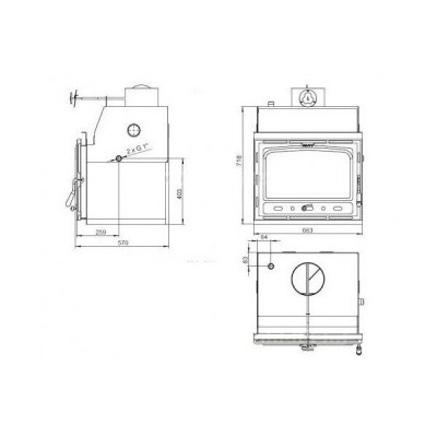 Židinys su vandens kontūru Prity C W18, ketaus, 23.5kw - Židiniai
