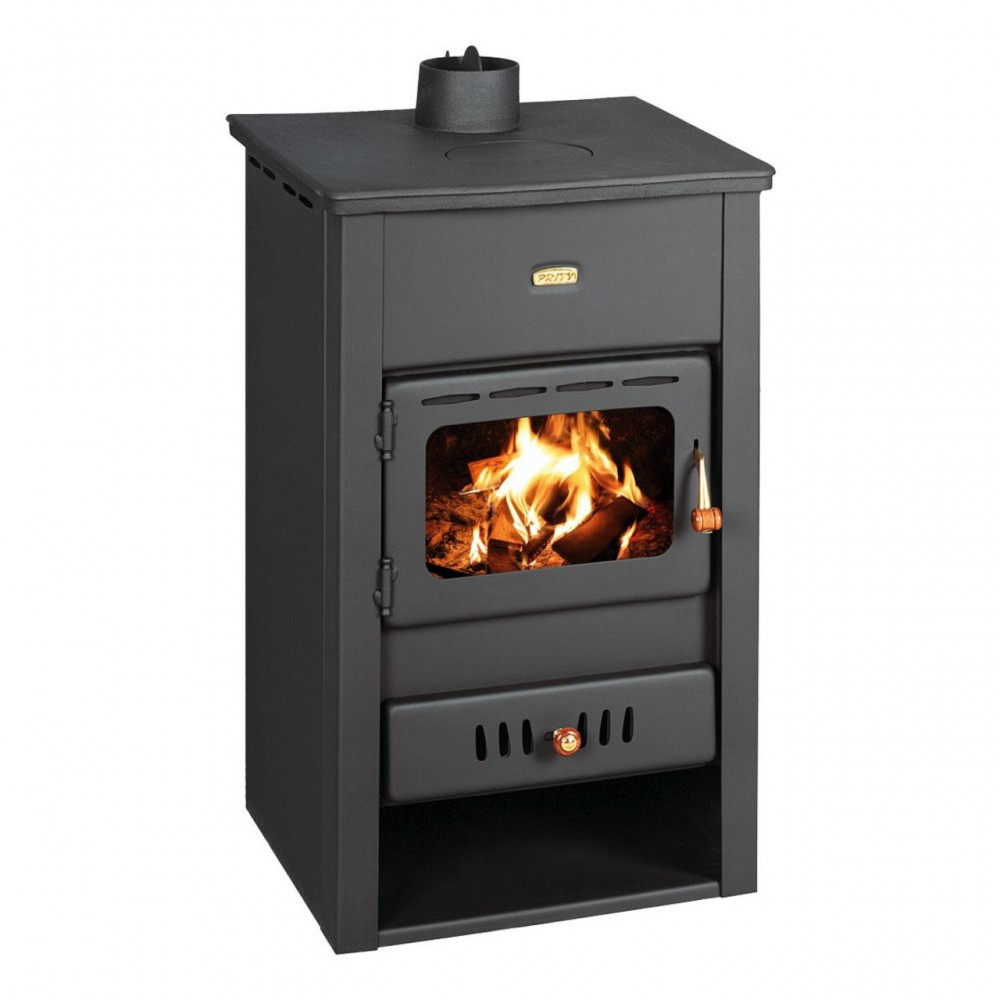 Malkinė krosnelė su vandens kontūru Prity K2 CP W10 su ketaus viršumi, 13.3 kW | Malkinės krosnelės | Krosnelės |