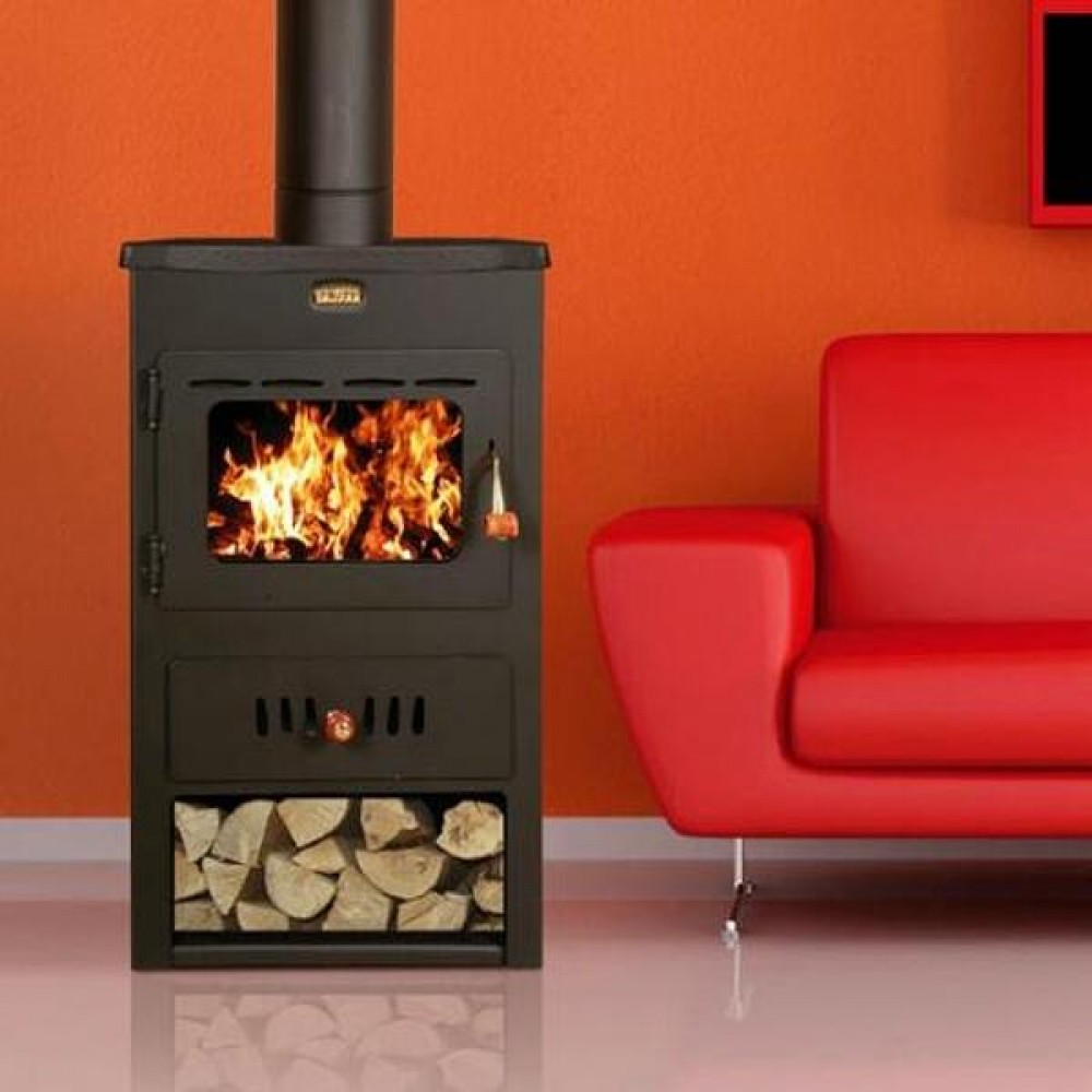 Malkinė krosnelė su vandens kontūru Prity K2 CP W10 su ketaus viršumi, 13.3 kW | Malkinės krosnelės | Krosnelės |