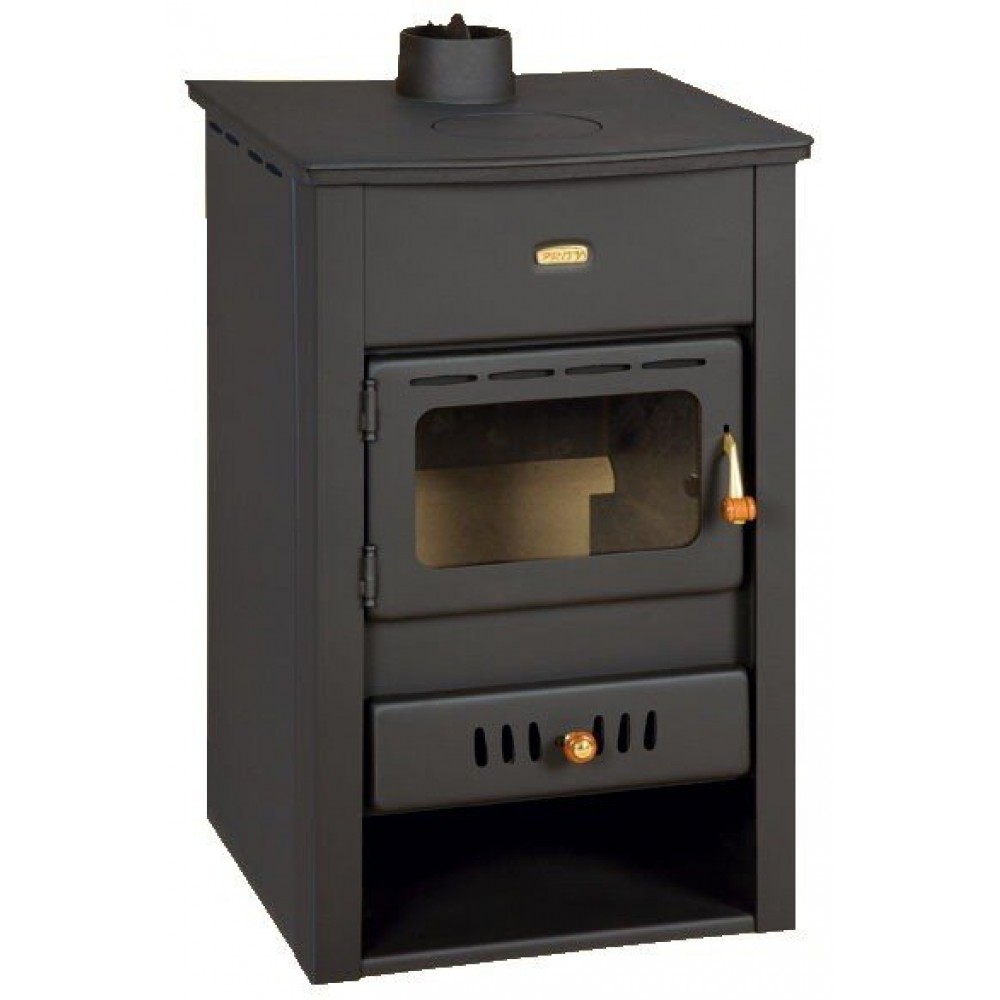Malkinė krosnelė su vandens kontūru Prity K2 CP W10 su ketaus viršumi, 13.3 kW | Malkinės krosnelės | Krosnelės |
