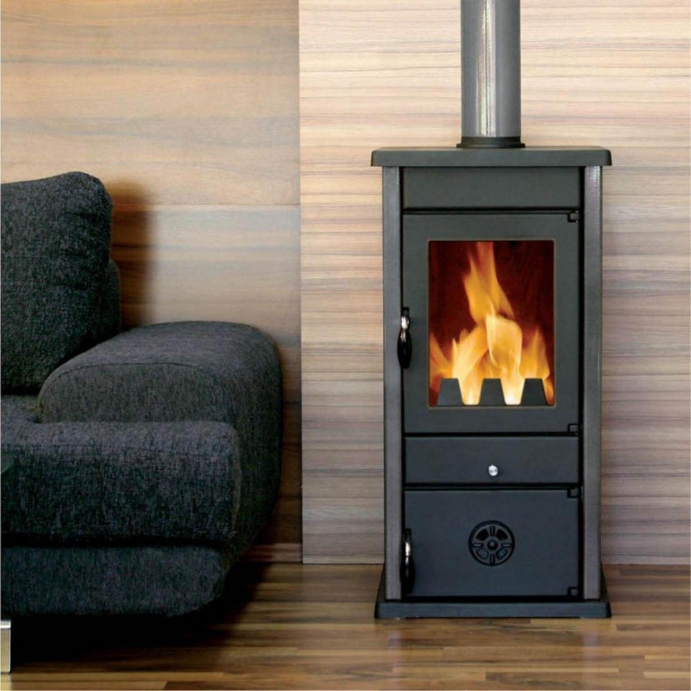 Malkinė krosnelė su vandens kontūru MBS Thermo Vesta, Juoda, 9 kW | Malkines krosneles su vandens konturu | Malkinė krosnelės |