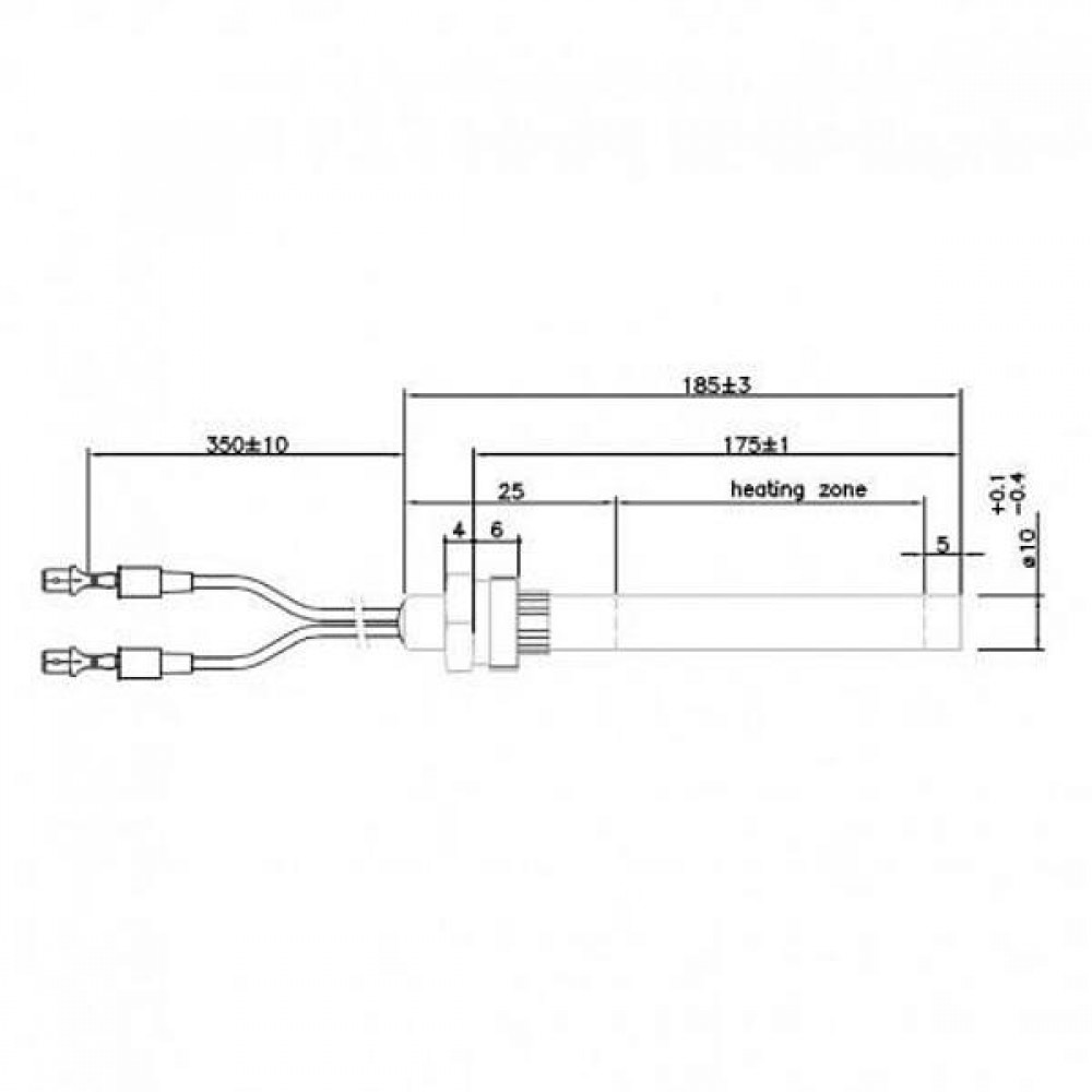 Uždegiklis / rezistorius granulinėms krosnelėms bendras ilgis 185mm, 350W | Uždegikliai / rezistoriai granulinėms krosnims | Granulių krosnelių dalys |