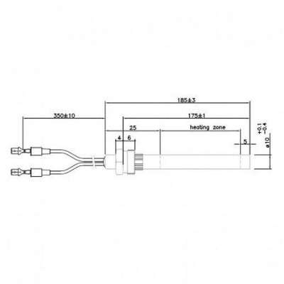 Uždegiklis / rezistorius granulinėms krosnelėms BURNiT, Piazzetta, Karmek, MCZ, Ungaro, Superior, Cadel ir kiti, bendras ilgis 185mm, 350W - Uždegikliai / rezistoriai granulinėms krosnims