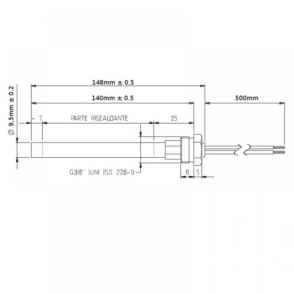 Uždegiklis / rezistorius granulinei krosnelei MCZ, RED ir kt., bendras ilgis 148mm, 350W | Uždegikliai / rezistoriai granulinėms krosnims | Granulių krosnelių dalys |