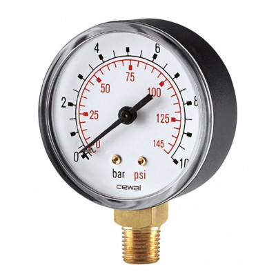 Radial manometer Cewal, Bottom connection - Centrinis šildymas