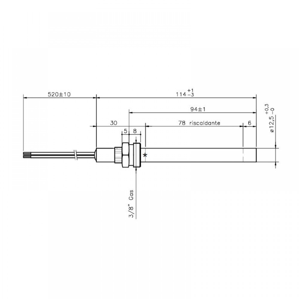 Uždegiklis / rezistorius granulinėms krosnelėms Ecoteck, Ravelli ir kt., bendras ilgis 114mm, 250W | Uždegikliai / rezistoriai granulinėms krosnims | Granulių krosnelių dalys |