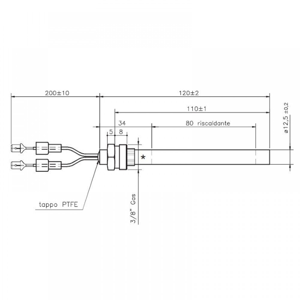Uždegiklis / rezistorius granulinėms krosnelėms Girolami, bendras ilgis 120mm, 235W | Uždegikliai / rezistoriai granulinėms krosnims | Granulių krosnelių dalys |