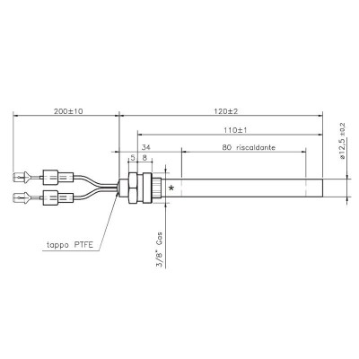 Uždegiklis / rezistorius granulinėms krosnelėms Girolami, bendras ilgis 120mm, 235W - Uždegikliai / rezistoriai granulinėms krosnims